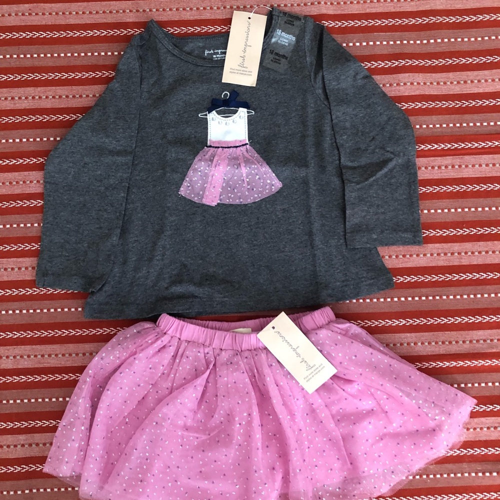 Long sleeve Shirt & tutu Skirt Set ballerina